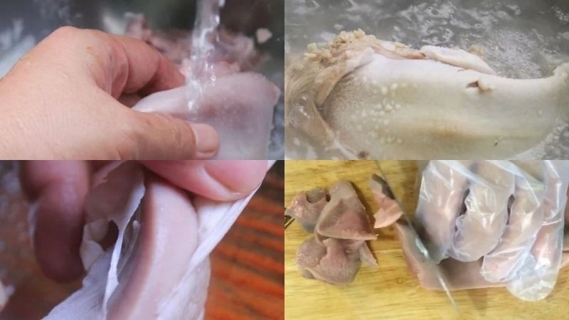 sơ chế kỹ lưỡi bò trước khi chế biến