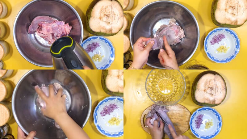 Công đoạn ướp lưỡi heo