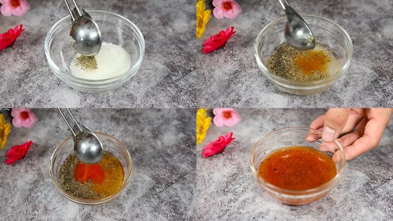 Pha chế nước sốt chua ngọt để xào lưỡi heo