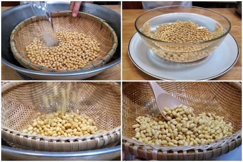 Tiến hành sơ chế đậu nành