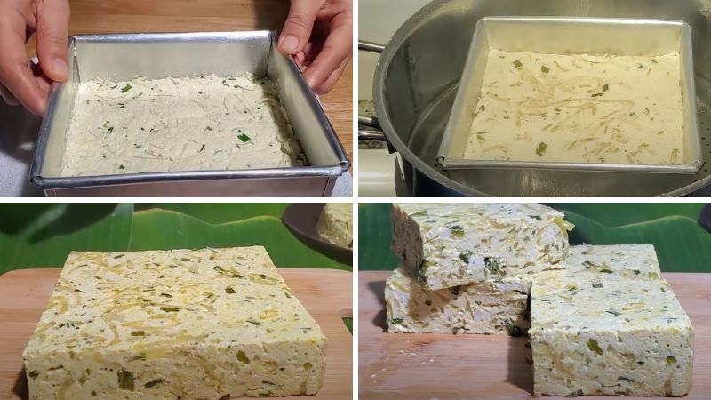 đặt hỗn hợp vào khuôn và mang đi chưng