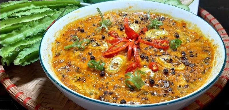 hoàn thiện món mắm chưng chay có thể ăn cùng với cơm nóng rất ngon