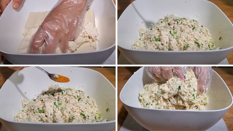 trộn đều hỗn hợp làm mắm chưng