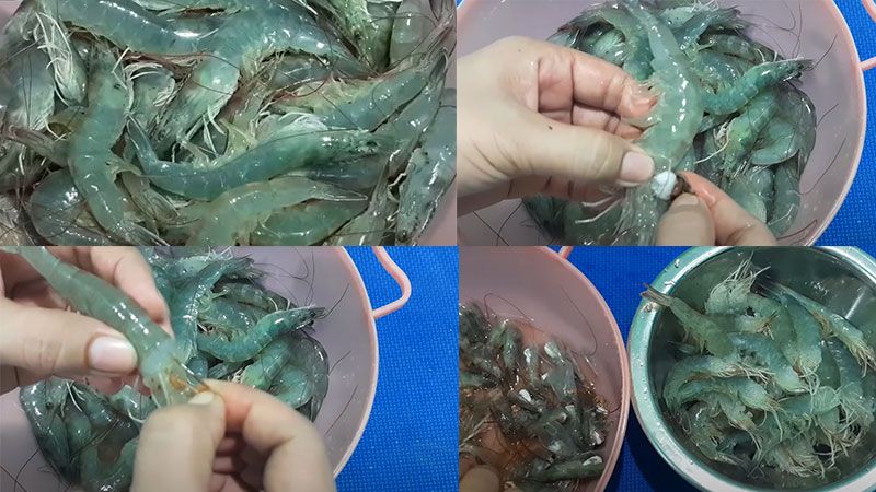 Tép mua về rửa sạch và sơ chế kỹ