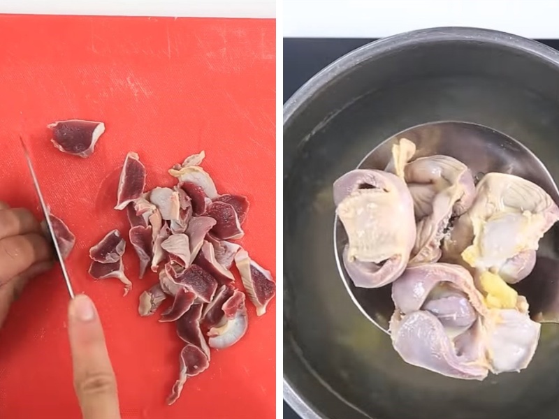 Thái mề gà miếng vừa ăn