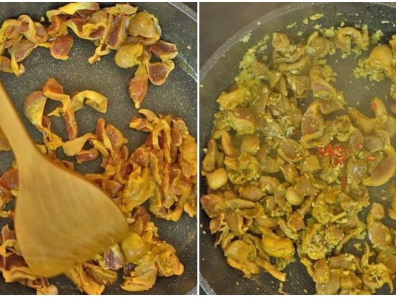 Xào mề gà với xả ớt