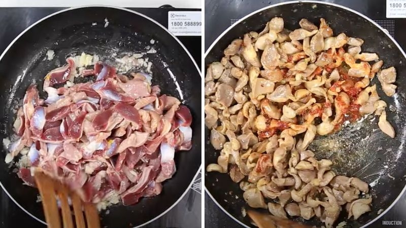 mề gà xào gừng sả ớt