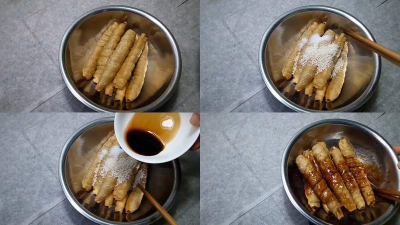 Ướp và khìa mì căn với nước dừa