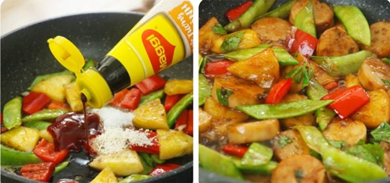 Xào đậu và ớt chuông với xì dầu
