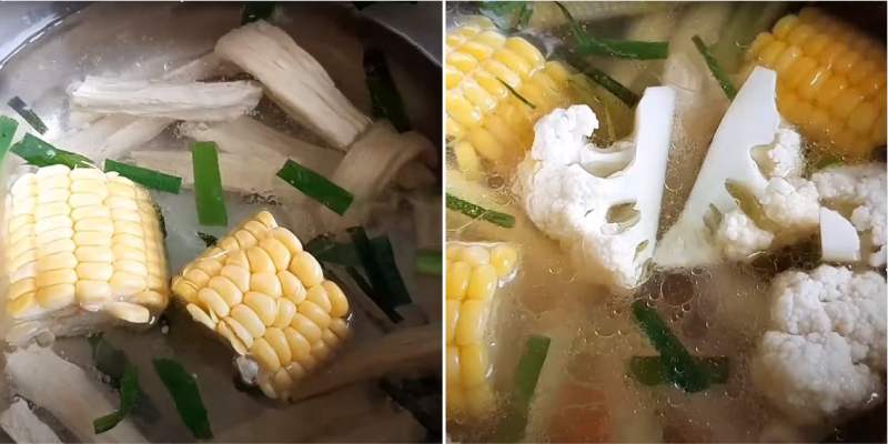 Tiến hành nấu nước lèo cho mì cay