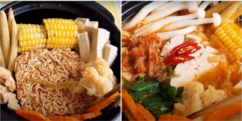 Thành phẩm mì cay chay vị kim chi chua cay