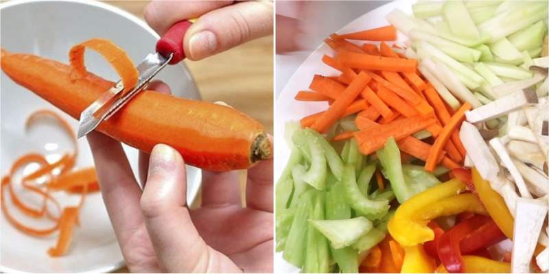 Công đoạn sơ chế rau củ