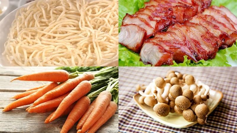 Chuẩn bị nguyên liệu làm mì xào xá xíu