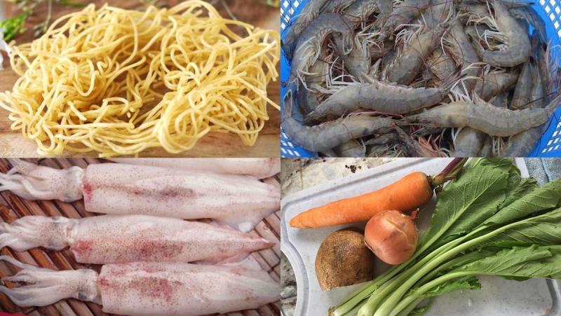 Chuẩn bị nguyên liệu làm mì xào giòn
