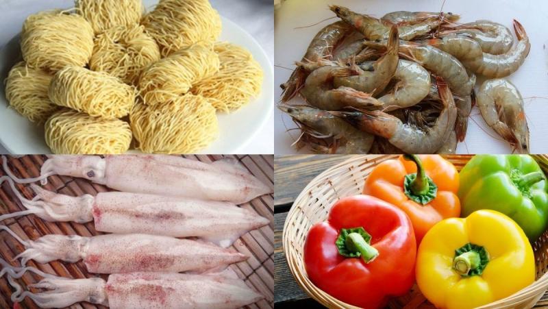 Chuẩn bị nguyên liệu làm mì xào hải sản