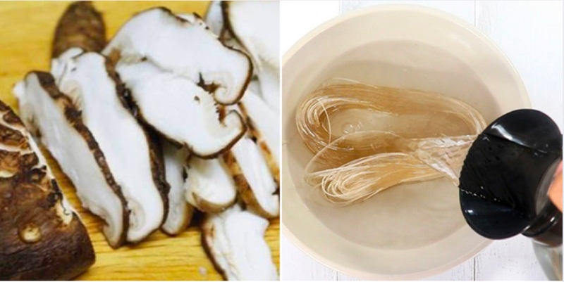 Ngâm miến và thái nấm