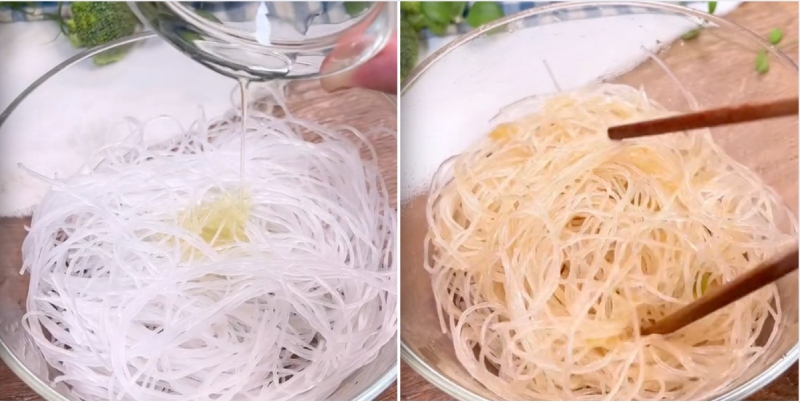 Trộn miến với nước sốt