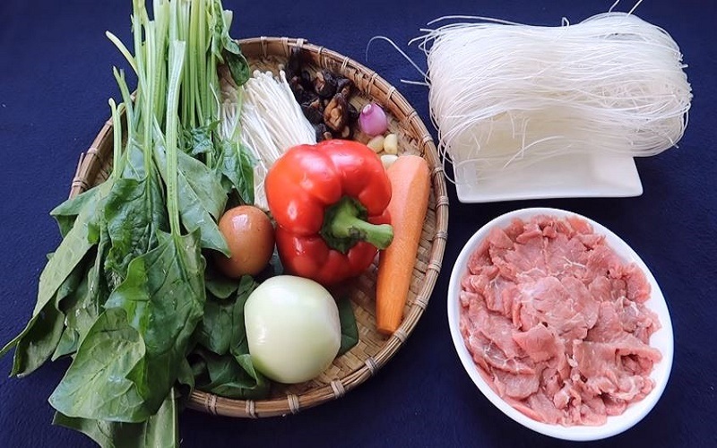 nguyên liệu làm miến trộn bò