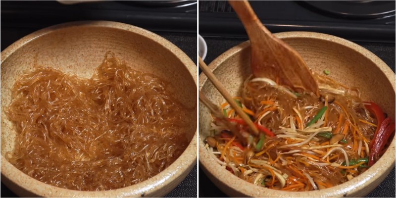 Thành phẩm miến xào thập cẩm hấp dẫn