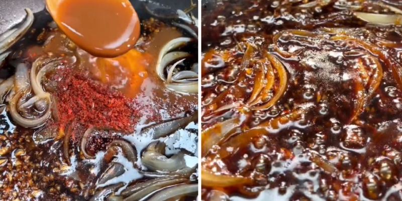 Nấu sốt Thái với hành và gia vị