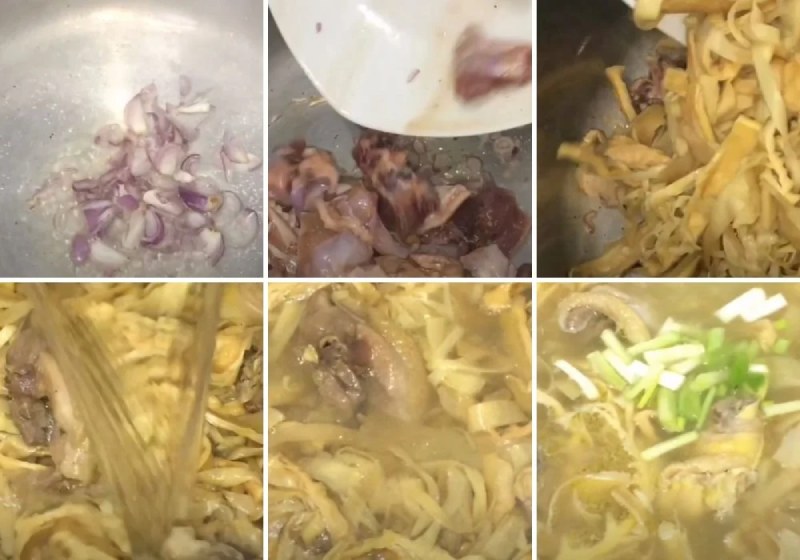 Tiến hành công đoạn làm gà nấu măng khô