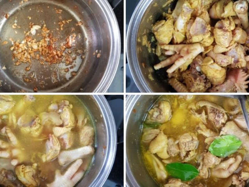 Công đoạn làm gà nấu xáo