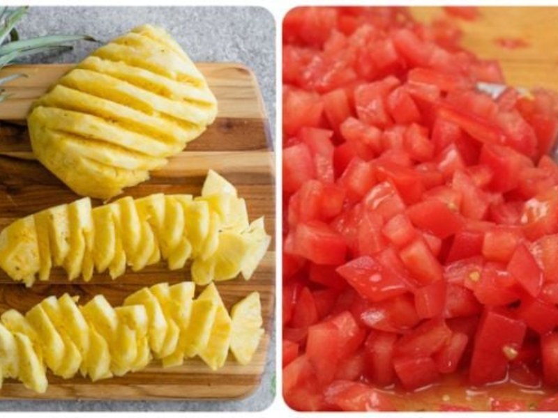 Sơ chế thơm và cà chua
