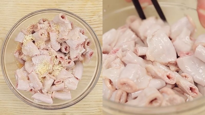 Lòng heo được tẩm ướp gia vị
