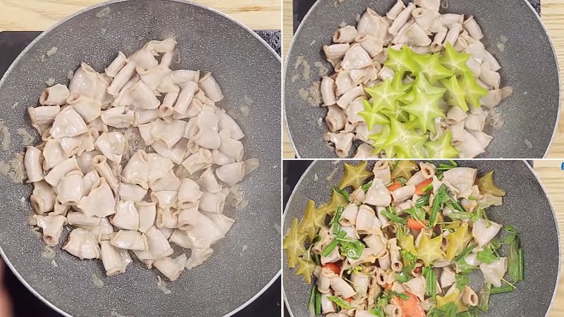 Món lòng heo được xào với kế chua
