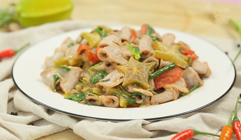Món lòng heo xào kế hấp dẫn