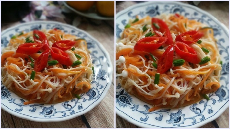 Món nấm kim châm xào chua ngọt
