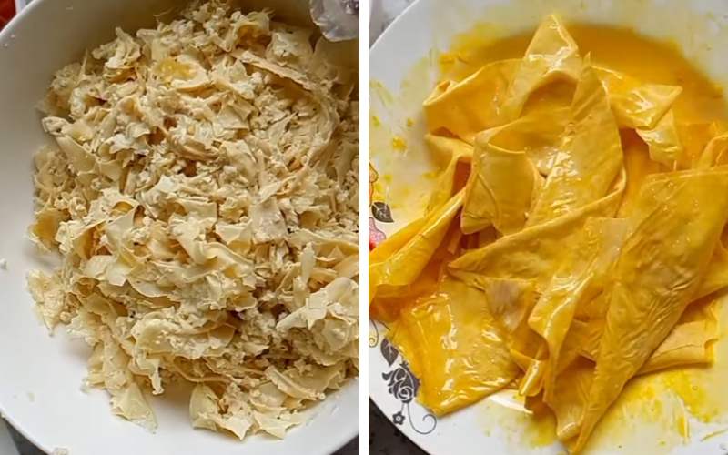 Trộn tàu hũ ky với hỗn hợp gia vị