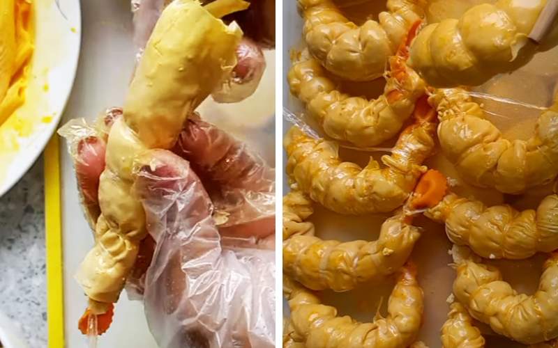 tiến hành tạo hình cuốn tôm