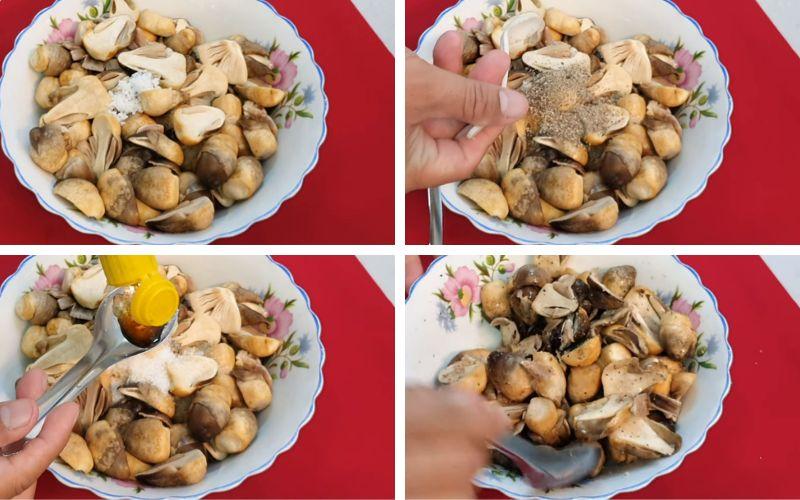 Công đoạn ướp nấm rơm