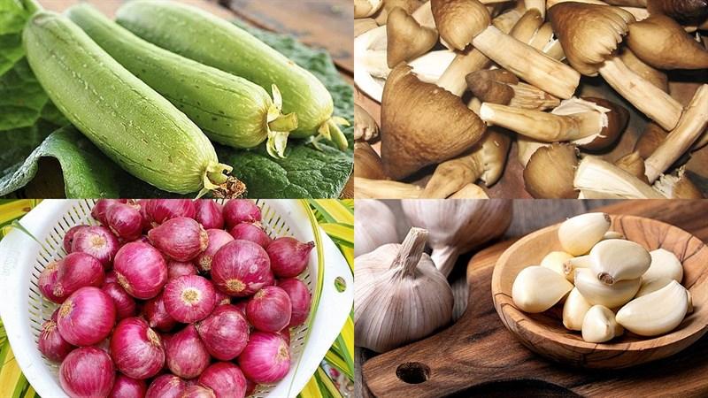 Chuẩn bị nguyên liệu mướp xào nấm mối