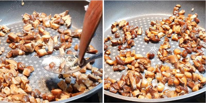 Công đoạn xào nấm đông cô