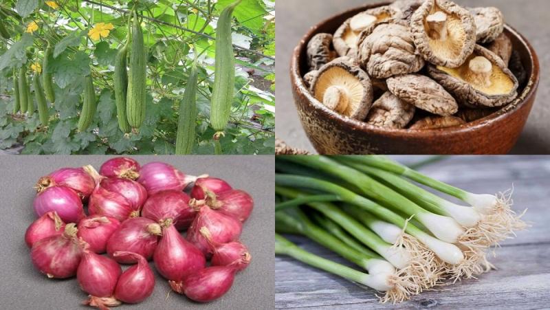 Chuẩn bị nguyên liệu làm mướp xào nấm đông cô