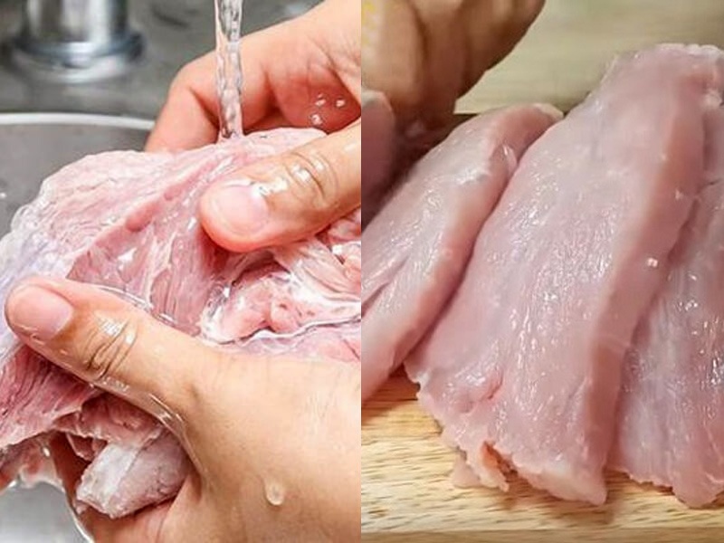 Sơ chế thịt heo sạch sẽ