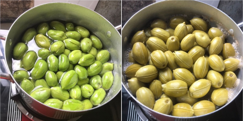 Luộc cà na trong nồi