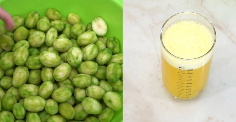 Gọt bỏ vỏ cóc và xay nhuyễn dứa