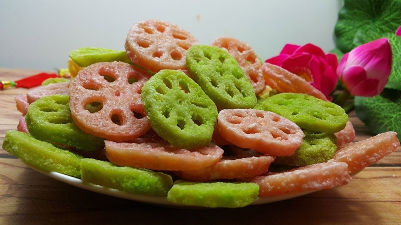 Mứt củ sen sắc màu