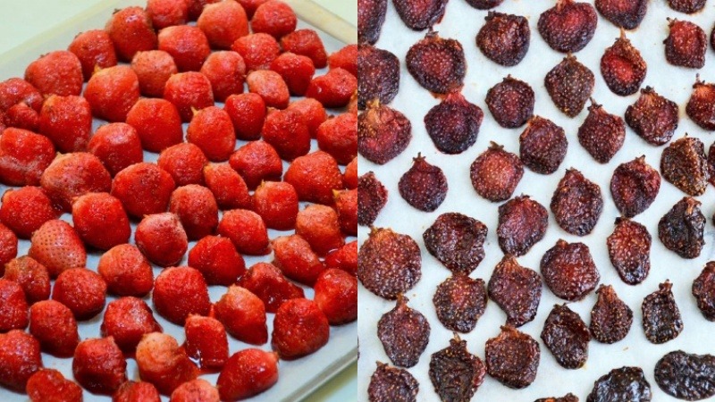Sấy dâu tây bằng lò nướng
