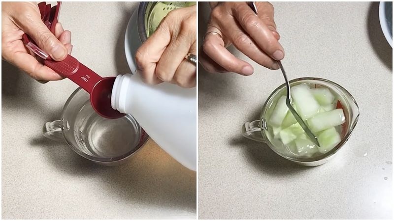 Chần vỏ dưa hấu và ướp đường