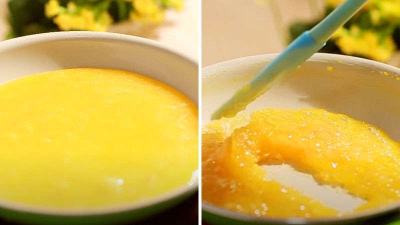 Hỗn hợp dưa lưới sên đặc dần tạo kết cấu dẻo mịn