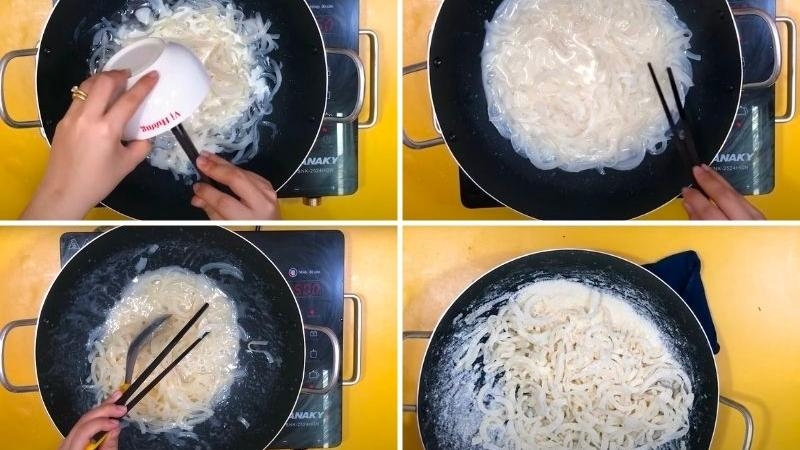 Công đoạn sên sợi dừa với sữa đặc