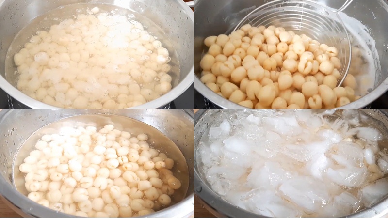 Luộc hạt sen và ngâm đá giúp mứt giữ độ giòn