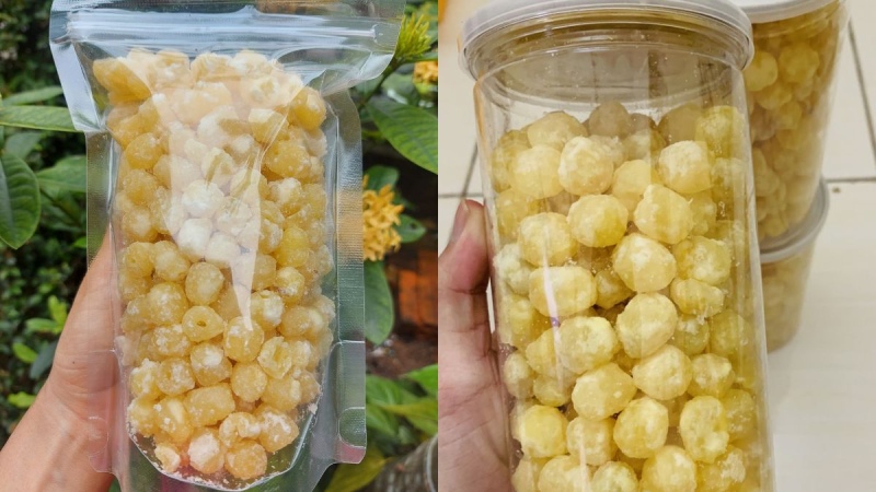 Mứt hạt sen thành phẩm được cho vào túi bảo quản