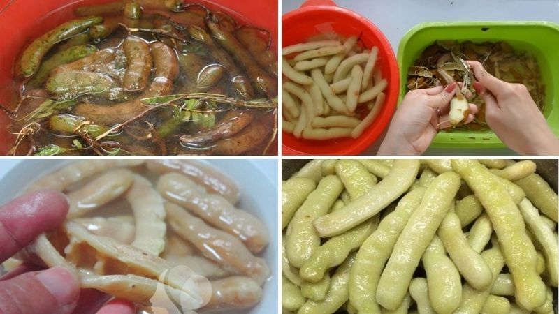 Ngâm me và rửa sạch thịt me