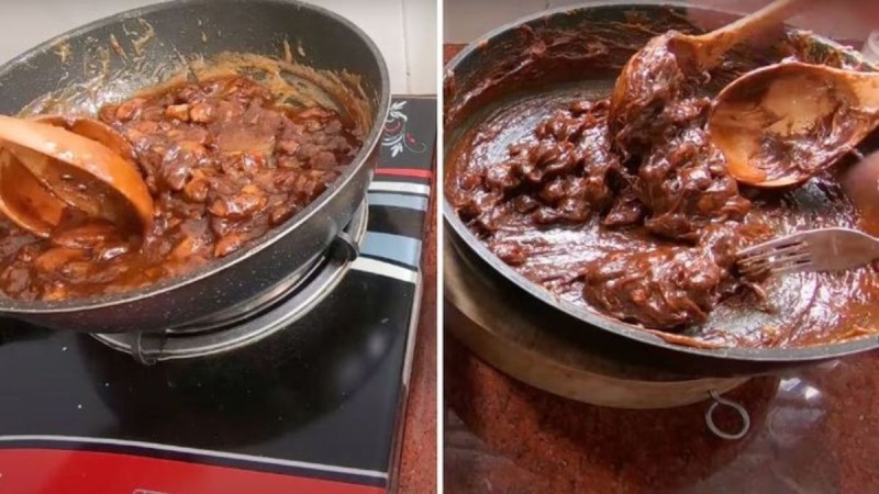 Me viên sên đường trong chảo