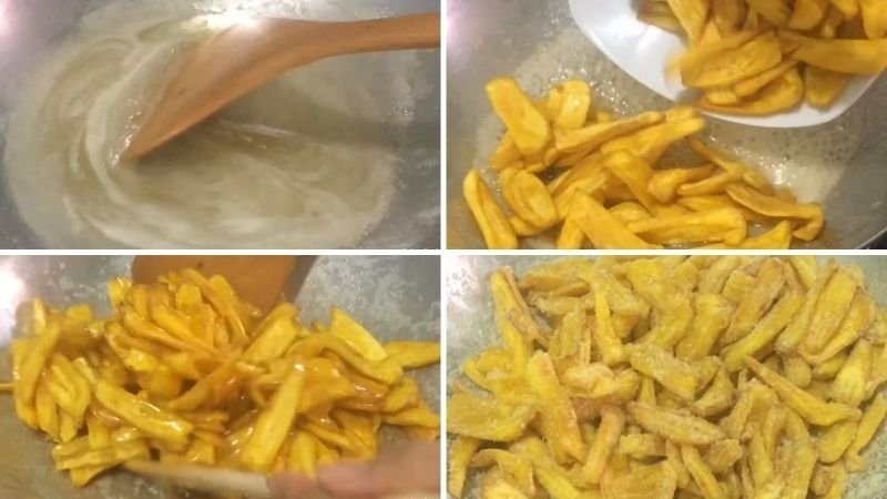 Sên mít chiên với nước đường